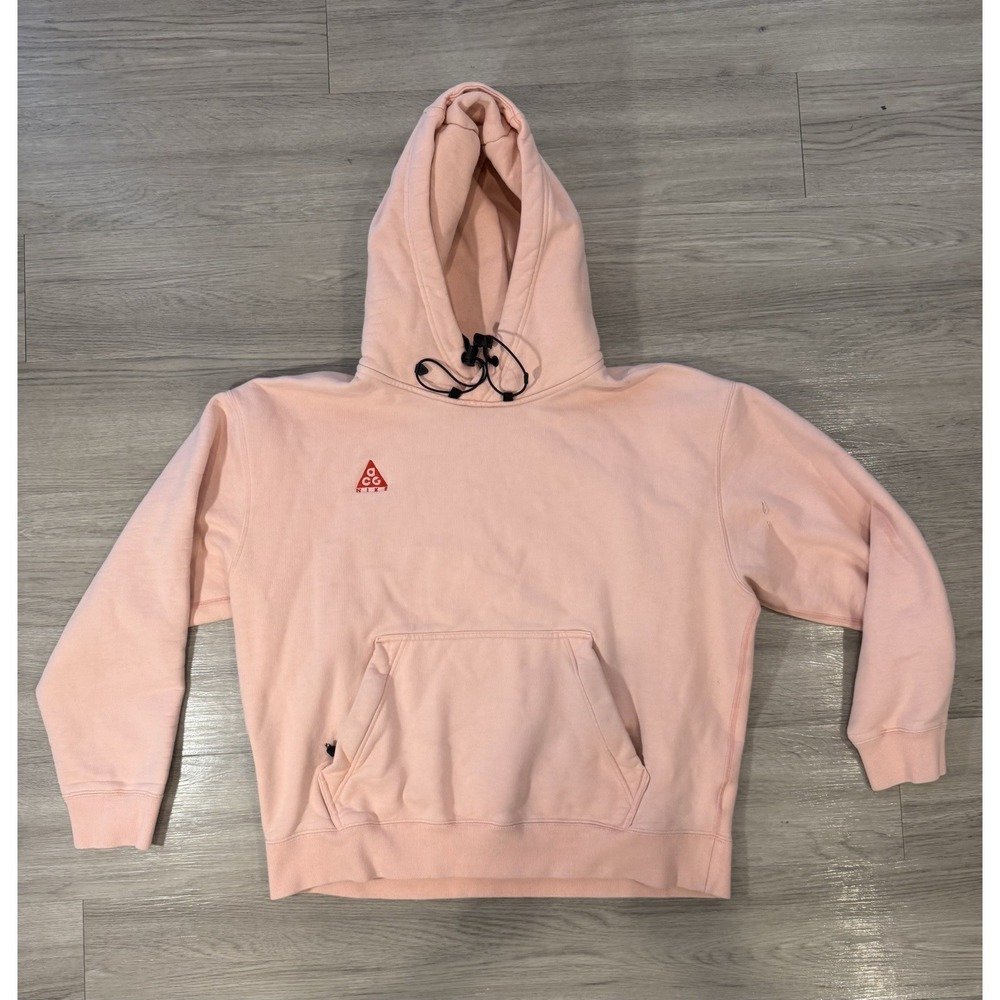 Nike Acg Fleece Pullover Hoodie Bleached Coral Pink Men's Size Medium